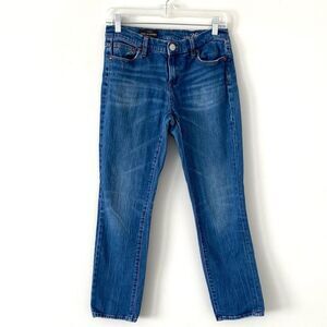 J. Crew Broken In Boyfriend Blue Jeans Sz 26 Mid Wash Straight Leg Low Rise